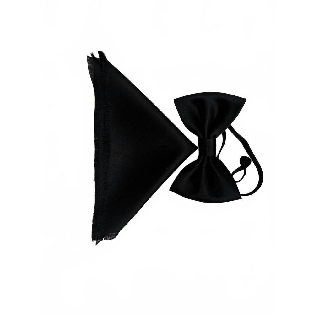 NEW QUIET LUXURY men's bow tie and pocket piece in black